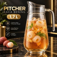 708 - Pitcher Kaca Bening Tebal 1.7 Liter - Teko Jug Air Minum Kaca Beling Transparan 1700 ml