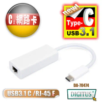 曜兆DIGITUS USB 3.1 Type-C 轉 RJ45 Giga 1000Mbps網路線-15公分