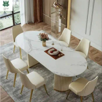 Kitchen Floor Dining Table Light Luxury Bright Dining Room Household Console Dining Table Marble Table A Manger Garden Furniture