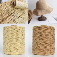 Natural Craft Raffia Ribbon Natural Raffia Yarn Straw Raffia Yarn Cotton Raffia Rope for DIY Crafts Straw Hat Handbag Knitting