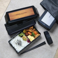 【Lustroware】日本製簡約風可微波附筷保鮮盒/便當盒/餐盒-850ml(木紋款/銀絲紋款)