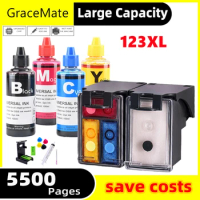 GraceMate 123XL Refillable Cartridge Dye Ink for HP 123 hp123 xl Deskjet 1110 2130 2132 2133 2134 3630 3632 3637 3638 Printer