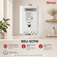 Rinnai Pemanas Air Gas REU 5 CFC Water Heater Gas Rumah Tangga Hemat Listrik Hemat Energi Aman dan P