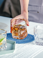 網紅異形玻璃杯描金邊水杯威士忌酒杯創意家用果汁杯飲料杯牛奶杯