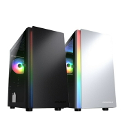【享最高折300】COUGAR 美洲獅 PURITY RGB 鋼化玻璃迷你直立機殼 黑色/銀白