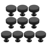 Tombol Kabinet Berlekuk Hitam Pusam, 10 Pek, Pusingan, untuk Kabinet Dapur, Tarik untuk Laci, Almari