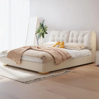 Minimalist Girl Unique Double Bed Modern Queen Size White King Double Bed Frame Wood Princess Letto Matrimoniale Home Furniture