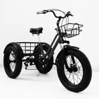 20 Inch Fat Tire Mountain Bike Leisure Elderly Tricycle Adult 7-speed Off-road Tricycle Farm Tricycle With Fruit Basket