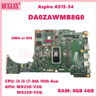 DA0ZAWMB8G0 With i3 i5 i7-8th 10th Gen CPU 0GB/4GB RAM Notebook Mainboard For Acer Aspire A515-54 A515-54G Laptop Motherboard