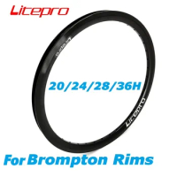 Litepro Rims 349 16x1-3/8 For Brompton Aluminum Alloy Double Wall All Black 20-24-28-36H Schrader valve Folding Bike Wheel Rim
