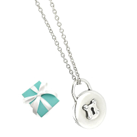 【Tiffany&amp;Co. 蒂芙尼】925純銀-圓形鎖頭墜飾女用頸鍊項鍊