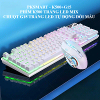 Bàn Phím Và Chuột Máy Tính Giả Cơ Có Dây - PKSMART K500+G15 - LED Xuyên Chữ Nhiều Màu Sắc Lựa Chọn
