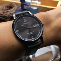 【MASERATI 瑪莎拉蒂】MASERATI手錶型號R8851130001(黑色錶面黑錶殼深黑色真皮皮革錶帶款)