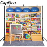 Capisco Bookshelf Kindergarten Back To School Photo Backdrop Studio Wallpaper Banner Background Photozone Photography Props