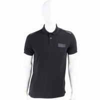 Emporio Armani EA7字母徽標棉質黑色短袖POLO衫(男款)