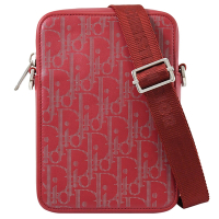 Christian Dior Vertical 滿版印花設計小牛皮拉鍊斜背手機包/小方包(紅)