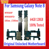 Factory Unlocked Mainboard 64GB For Samsung Galaxy Note 8 N950F N950FD Motherboard 100% Original Android System Logic Board
