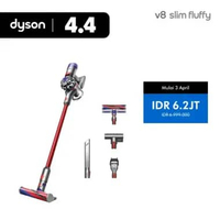 Dyson V8 Slim Fluffy Cordless Vacuum Cleaner (Nickel/Red) - Penyedot Debu Ringkas & Ringan | Daya hi
