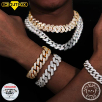 Luxury 20mm Hip Hop Moissanite Cuban Link Chain Gold Plated 925 Sterling Silver Baguette VVS Moissanite Cuban Necklace Hip Hop