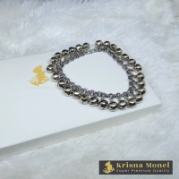 KRISNA MONEL - Gelang Kaki Anak & Dewasa Full Krincingan Rantai Monel Double Ring Costume Fashion