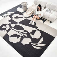 締奢美新西蘭羊毛地毯客廳北歐黑白藝術高級現代床邊毯臥室侘寂風