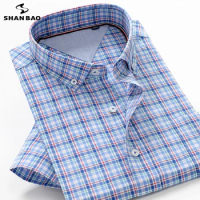 100% cotton classic plaid summer short-sleeved shirt 6XL 7XL 8XL 9XL 10XL business casual brand men's fashion loose shirt 619518