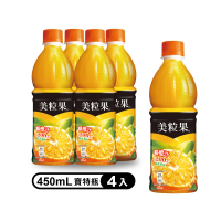 【美粒果】柳橙汁 寶特瓶450ml x4入/組