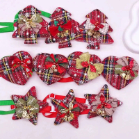 A NEW 10PCS Adjustable Dog Collars Christmas Classical Plaid Dog Bow Ties Pet Supplies Bowties For D