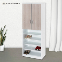 米朵Miduo 2.1尺兩門半開放式塑鋼鞋櫃 楓木色系列 防水塑鋼家具
