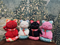 日本中古布藝招財貓，招財貓玩偶，布藝招財貓置物擺飾1545