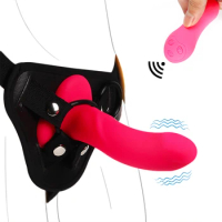 10 Speed Vibrating Strap On Dildo Vibrator Panties Women's Lesbian Sex Bondage Dildo Belt Penis Artificial Sex Toys For Womans