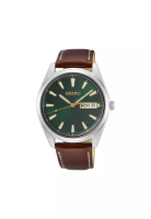 Seiko Men’s Analog Quartz Watch – Green Dial, Leather Band with Sapphire Crystal, SUR449P
