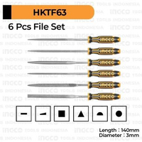 Kikir Kecil 6pcs Set 140mm INGCO HKTF63 Mini File Ukir Kayu Besi