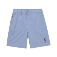 【RALPH LAUREN】RL POLO 經典刺繡熊款透氣網布圖案休閒短褲-青年款-灰藍色(平輸品/春夏舒適)