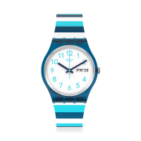 【SWATCH】Gent 原創系列手錶STRIPED WAVES 水中悠遊 男錶 女錶 瑞士錶 錶(34mm)