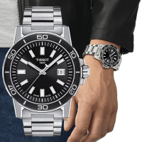 TISSOT天梭 官方授權 SUPERSPORT 紳士運動腕錶 黑 禮物推薦 畢業禮物 44mm/T1256101105100