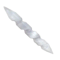 1pcs Natural Selenite Lamp Carved Pyramid Tower Healing Crystal Wand Heart Palm Stone Wicca Decor Point White Plate Gift