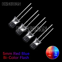 50pcs F5 5mm Flash Red Blue Bi-Color Light Emitting Diode Automatic Flashing LED Flash Control Blink