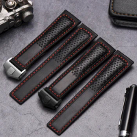 Frosted Genuine Leather Watch Strap For Tag Heuer Carrera diving Monaco F1 Series Breathable Watch Chain 22mm Men Watchband