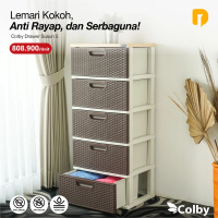 Colby Drawer Susun 5 multifungsi Lemari Plastik Rotan Furniture