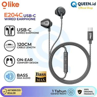 Olike E204C Wired Earphone Headset Kabel 120cm USB TYPE C Jack Audio Port With Mic Braided Bass Max