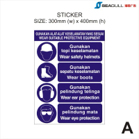 PPE Mandatory Signage Sticker Ear Protection Safety Helmet Wear Mask Wear Boots Lift Correctly Wear 