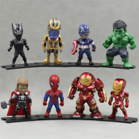 8pcs/set Marvel Avengers Black Panther Thanos Ironman Spiderman Captain American Hulk Figure Model Toys Birthday Gift