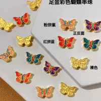 24k pure god charms 999 real gold butterfly charms diy handstrings