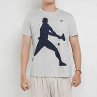 Kaos LACOSTE TENNIS X NOVAK DJOKOVIC GRAPHIC OATMEAL GREY TSHIRT 100% ORIGINAL M