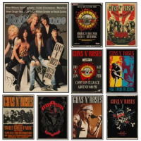 Guns N Roses Rock Music Posters Vintage Poster Retro Wall Sticker Home Decor Kraft Paper Poster Cafe Bar Poster Retro Poster