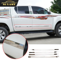 4pcs Stainless Steel Door Body Molding For Toyota Hilux 15-20 Door Body Anti-scratch Protector Car Side Strips Trim Accessories