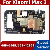 Motherboard for Xiaomi Mi Max 3, 100% Original Main PCB Module, Global Version, 64GB, 128GB ROM, with Full Chips