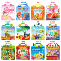 Hot New Children Scene Stickers DIY Hand-on Puzzle Sticker Books Reusable Cartoon Animal Learning Cognition Toys for Kids Gift