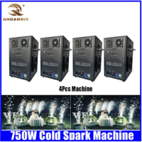 4Pcs 750W Sparkles Machines Cold Firework Fountain Machine Ti Powder For Wedding Celebration Dmx And Remote Control Stage Effect